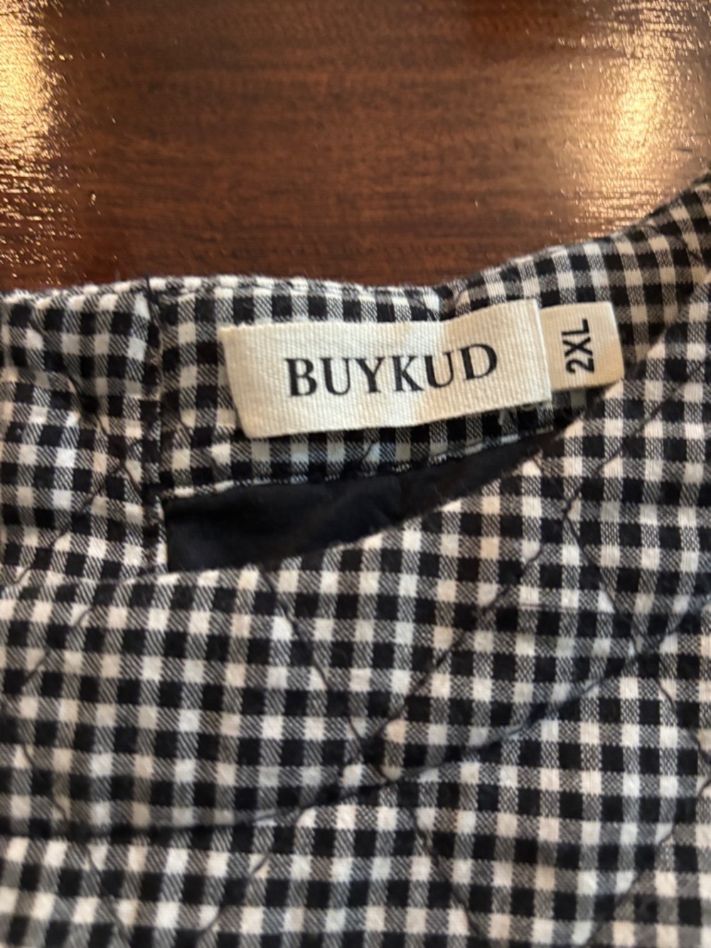 Buykud Plus Size Plaid Loose Blouse - 3/4 Sleeve Quilted Top - Picture 8 of 9